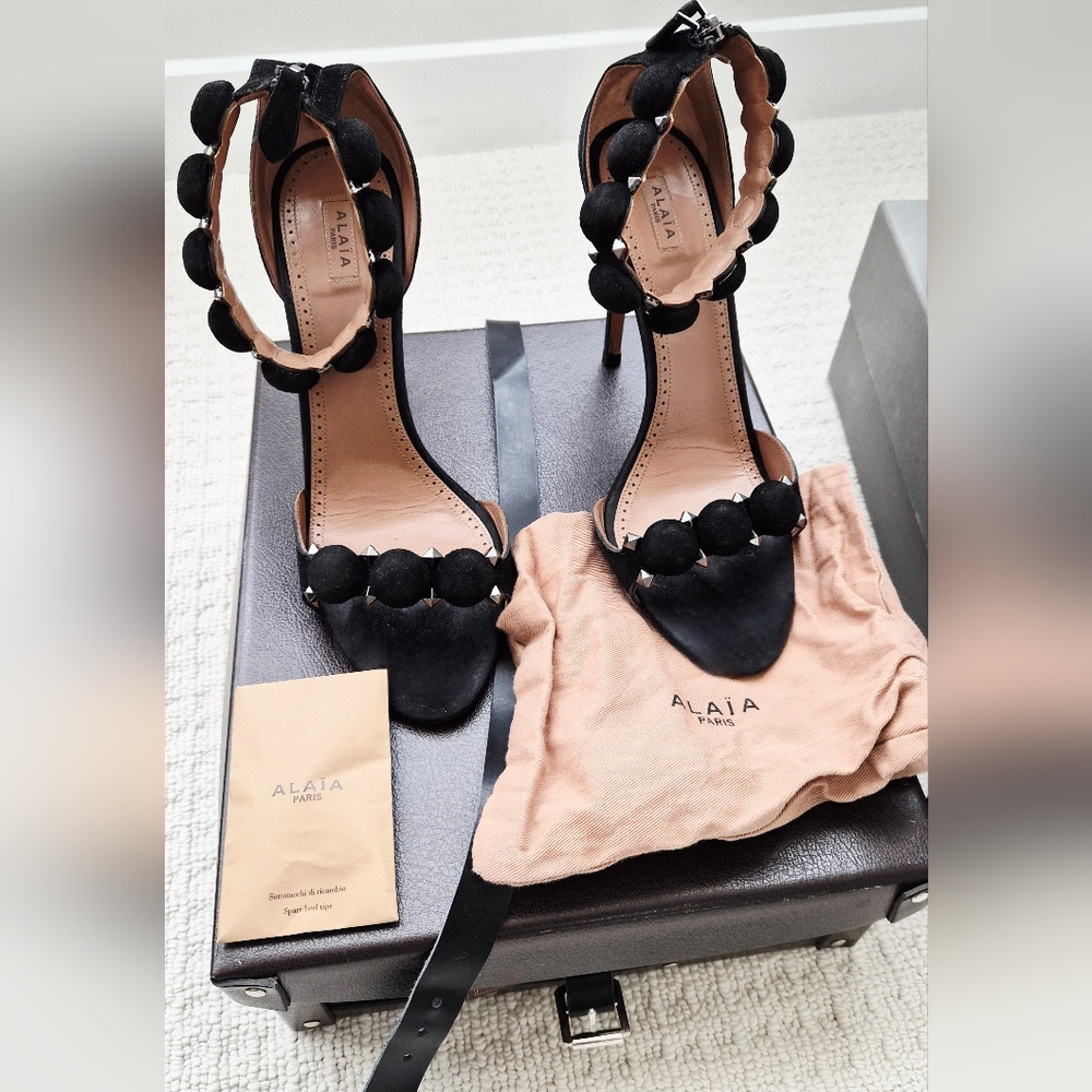 Alaia Black Strappy Heels